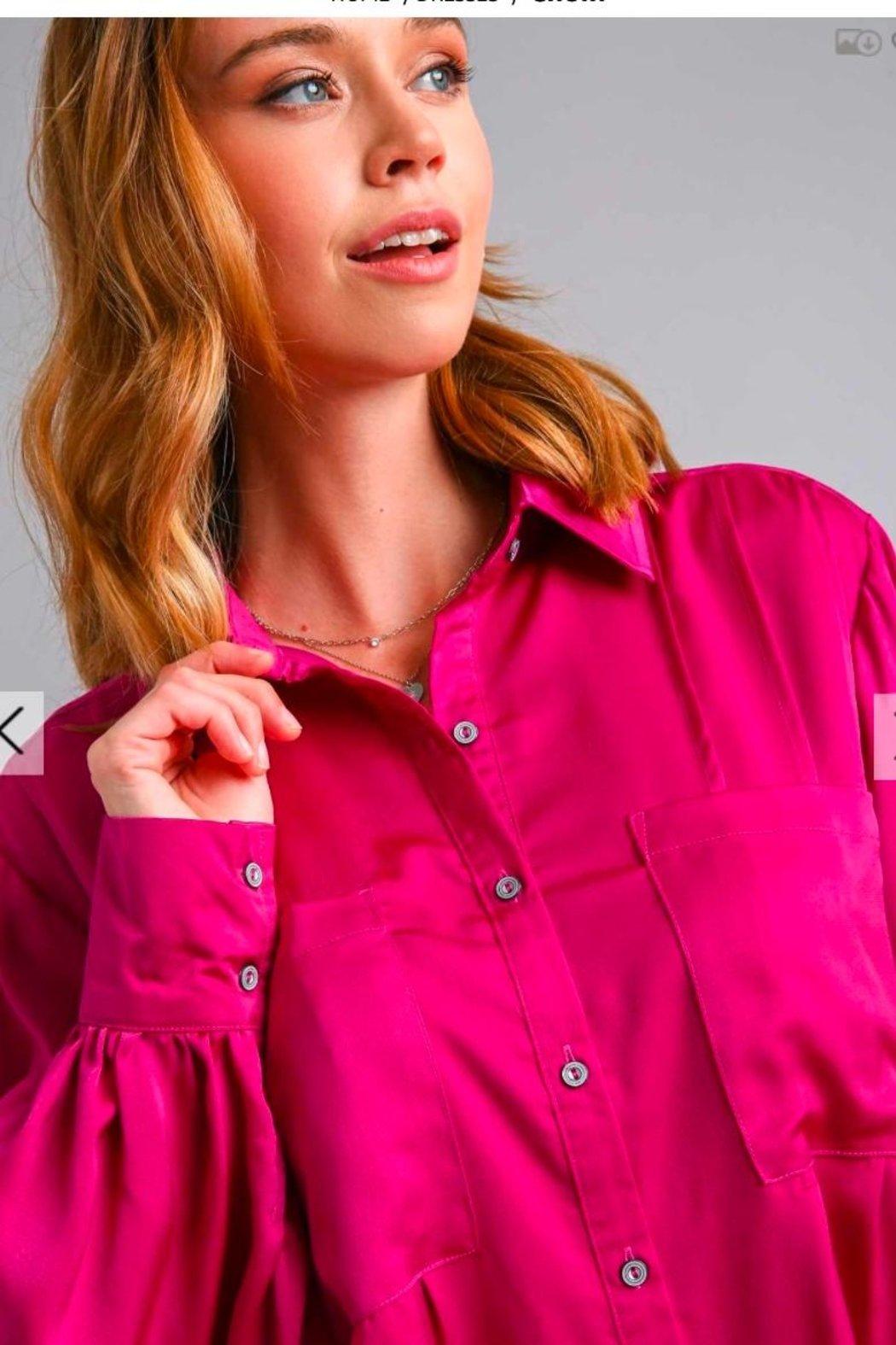 Dress, Magenta Satin Product Image