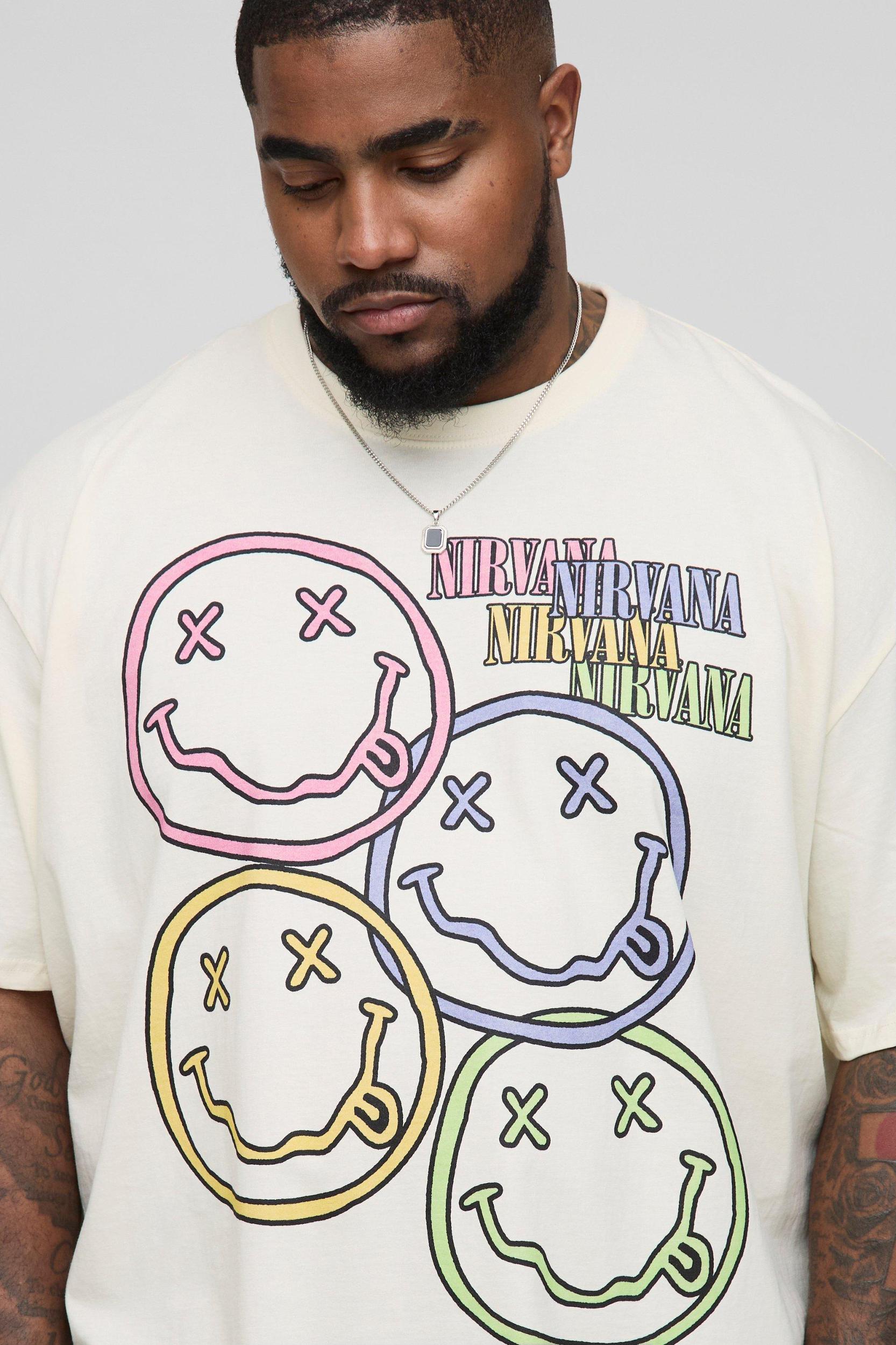 Plus Oversized Nirvana License Print T-Shirt | boohooMAN USA Product Image