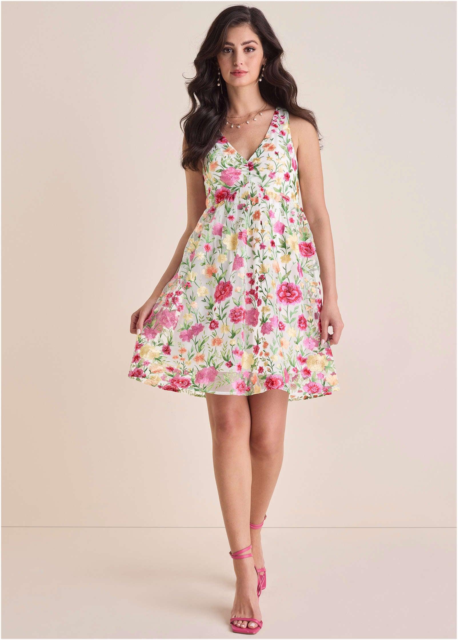 Embroidered Babydoll Mini - White Multi Product Image