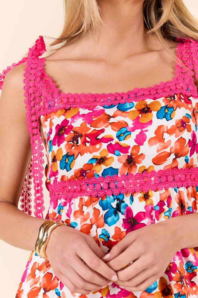 Come Along With Me Pink Trim Floral Maxi Dress FINAL SALE Product Image