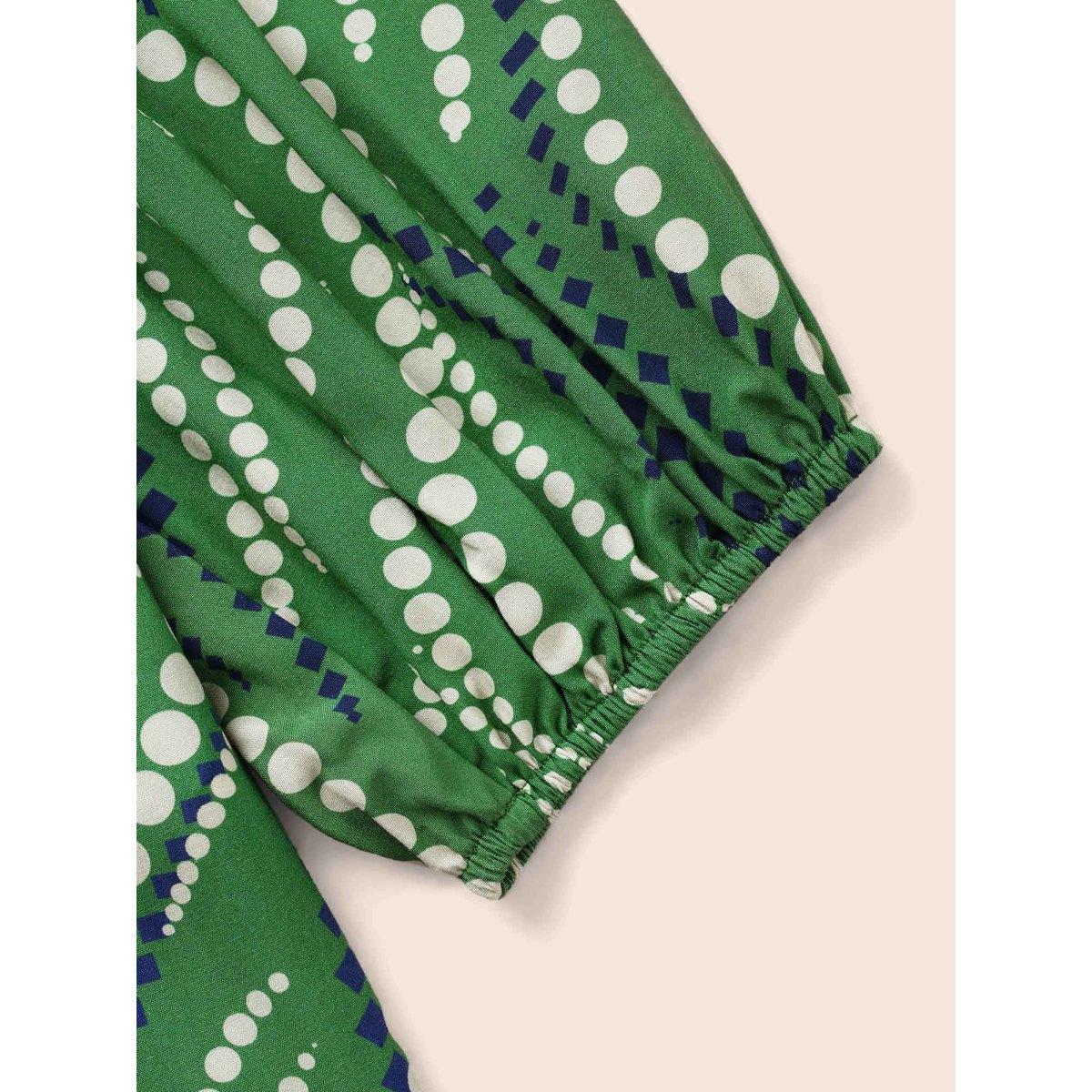 Plus Size Moss Polka Dot Ruffles Button Detail Blouse Women Elegant Long Sleeve Square Neck Everyday Blouses BloomChic 14-16/1X Product Image