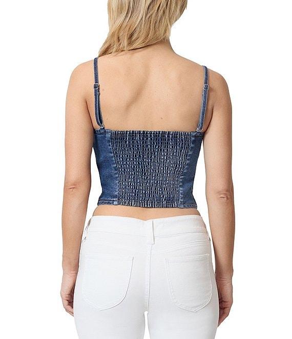 Stevie by Steve Madden Denim Rosette Bustier Sleeveless Cropped Top Product Image