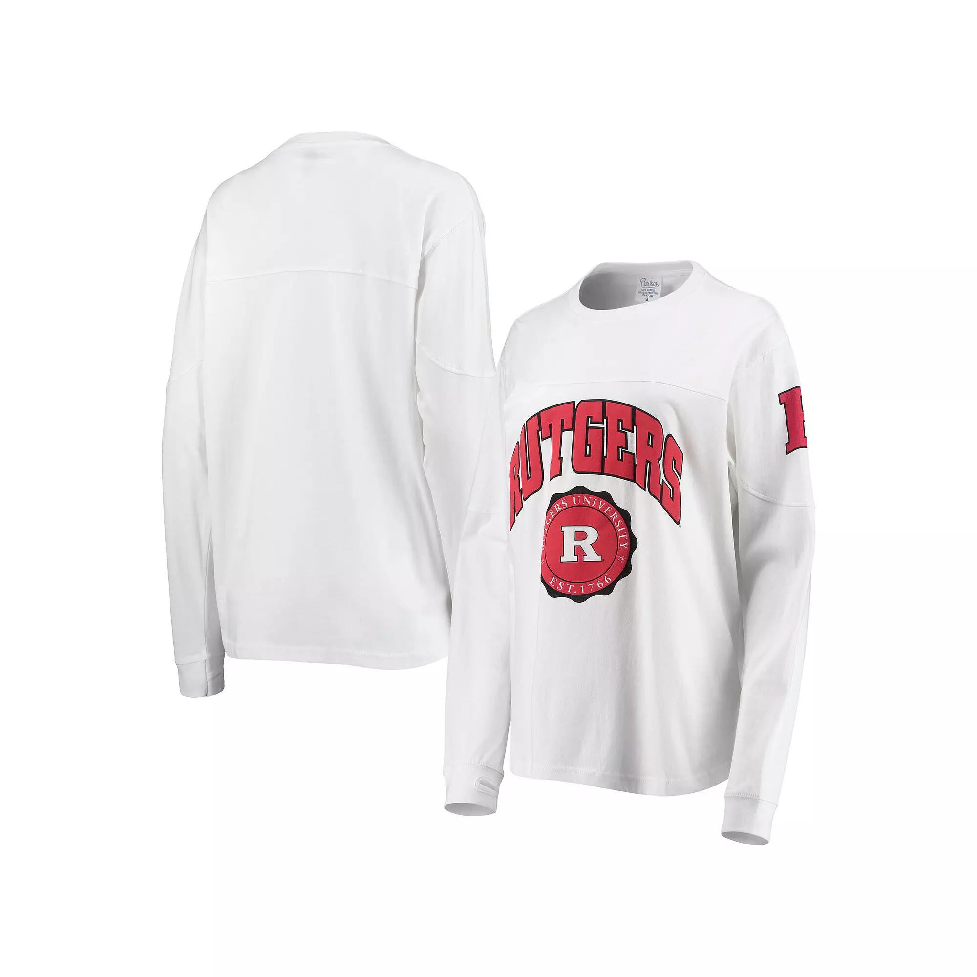 Women's Pressbox White Rutgers Scarlet Knights Edith Long Sleeve T-Shirt, Size: Large Product Image