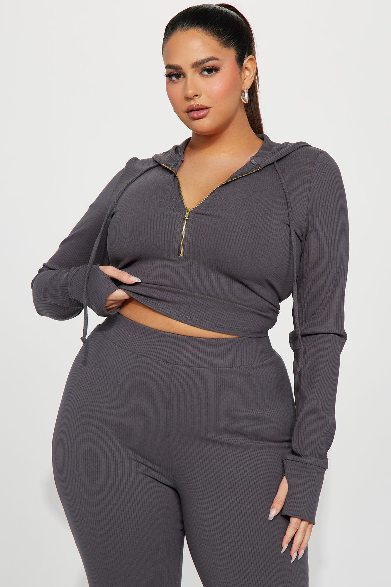 Laurie Ribbed Pant Set - Charcoal Product Image