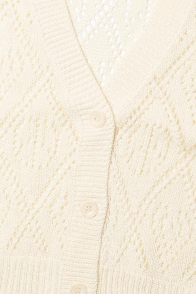 Ivory Bell Sleeve Pointelle Cardigan Product Image