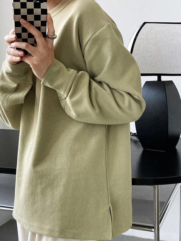 3 Colors Loose Casual Solid Color Split-Side T-Shirt Top Product Image