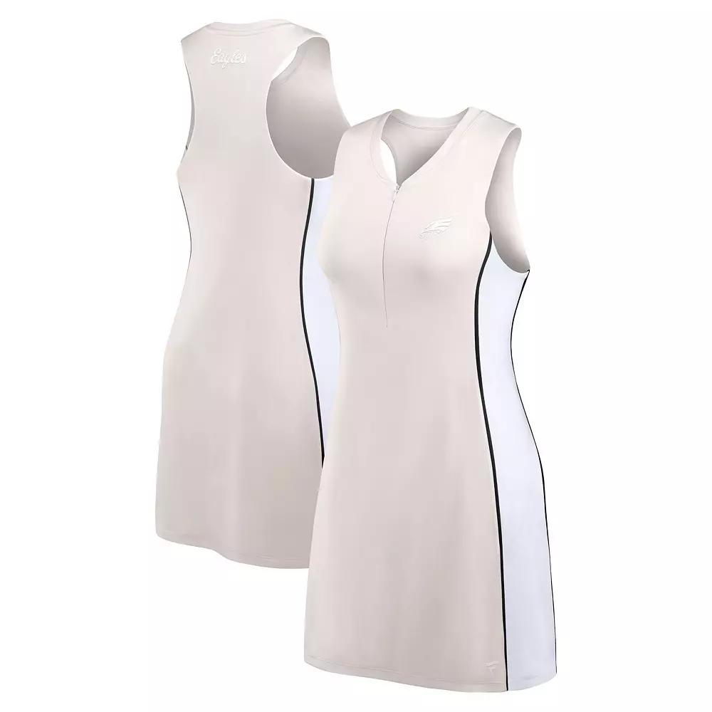 Women's Fanatics Cream Philadelphia Eagles Studio Boost Athletic Half-Zip Dress, Size: 3XL, Beige Product Image