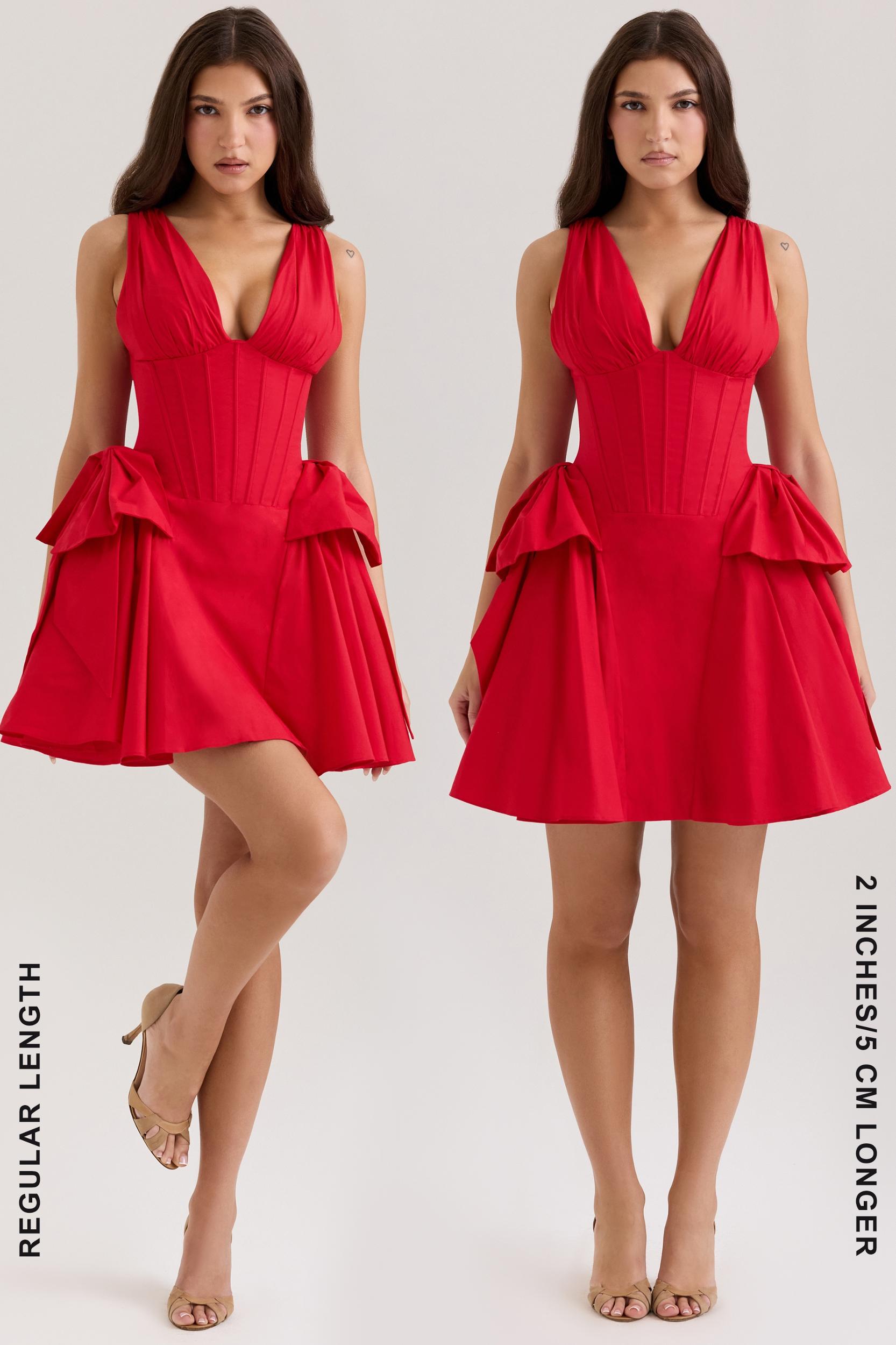 Amalia  red cotton bow mini dress Product Image