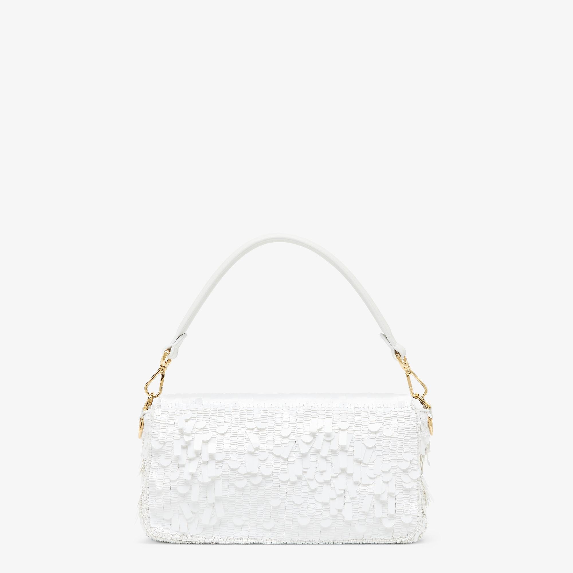 BaguetteWhite sequin and leather bag Product Image