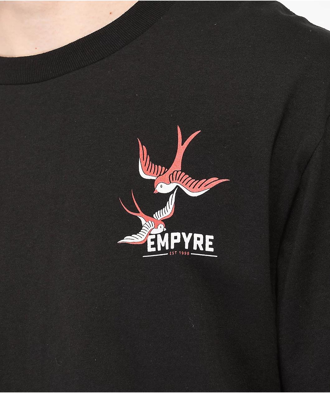 Empyre Swallows Roses Black Long Sleeve T-Shirt Product Image