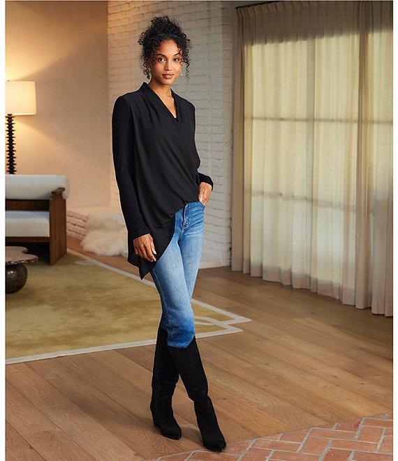 Karen Kane Double Layer Asymmetric Faux Wrap Top Product Image