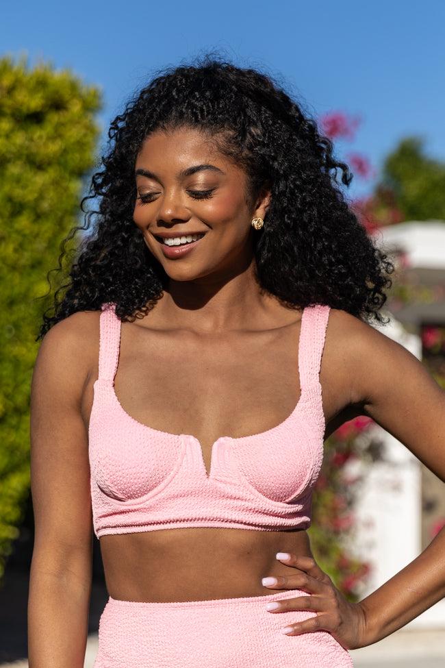 Summer Oasis Light Pink Underwire Split V Bikini Top FINAL SALE Product Image