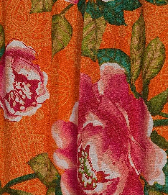 John Mark Printed Split V-Neck 3/4 Sleeve Button Front Blouse Product Image