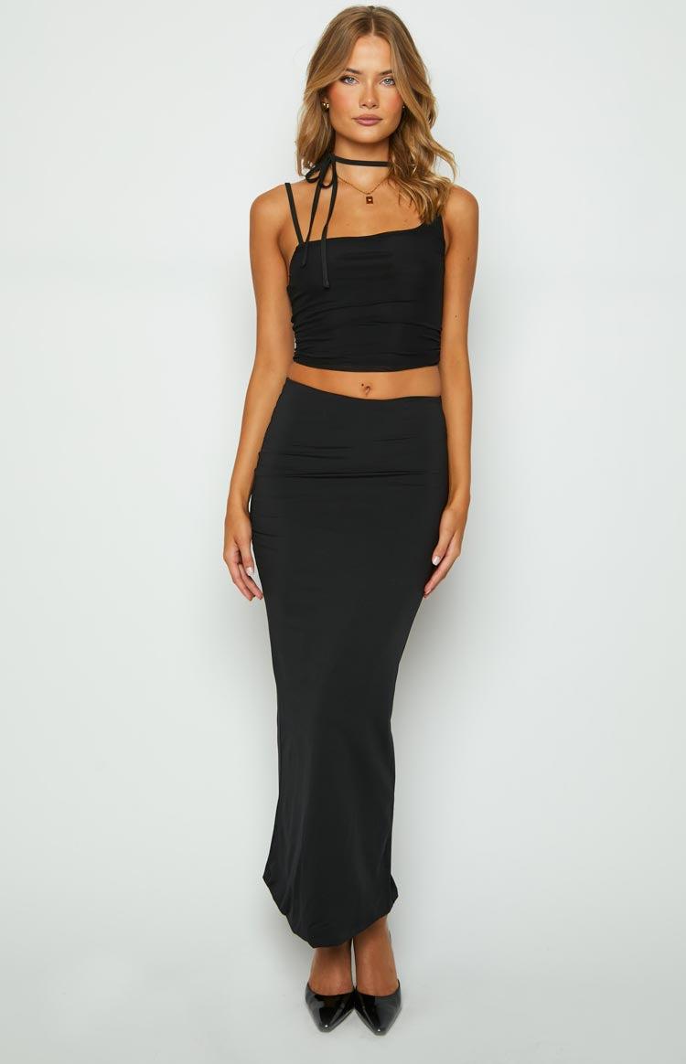 Kelsey Black Tie Neck Mesh Top Product Image