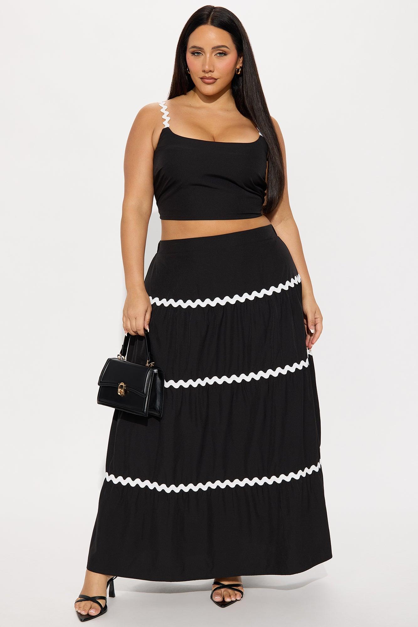 Celina Maxi Skirt Set - Black/White Female Product Image