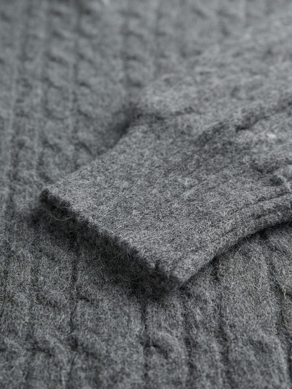 Oversize V Neck Gray Cable Knit Sweater Product Image