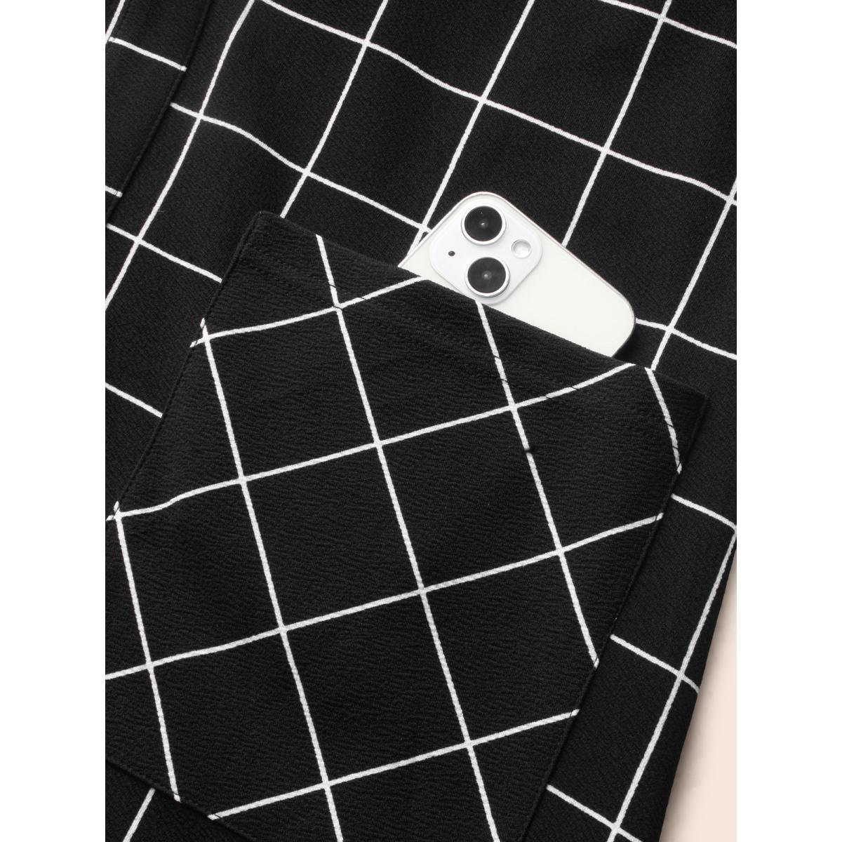 Plus Size Plaid V Neck Button Detail Dress Black Women Casual Button V-neck Sleeveless Curvy BloomChic 22-24/3X Product Image