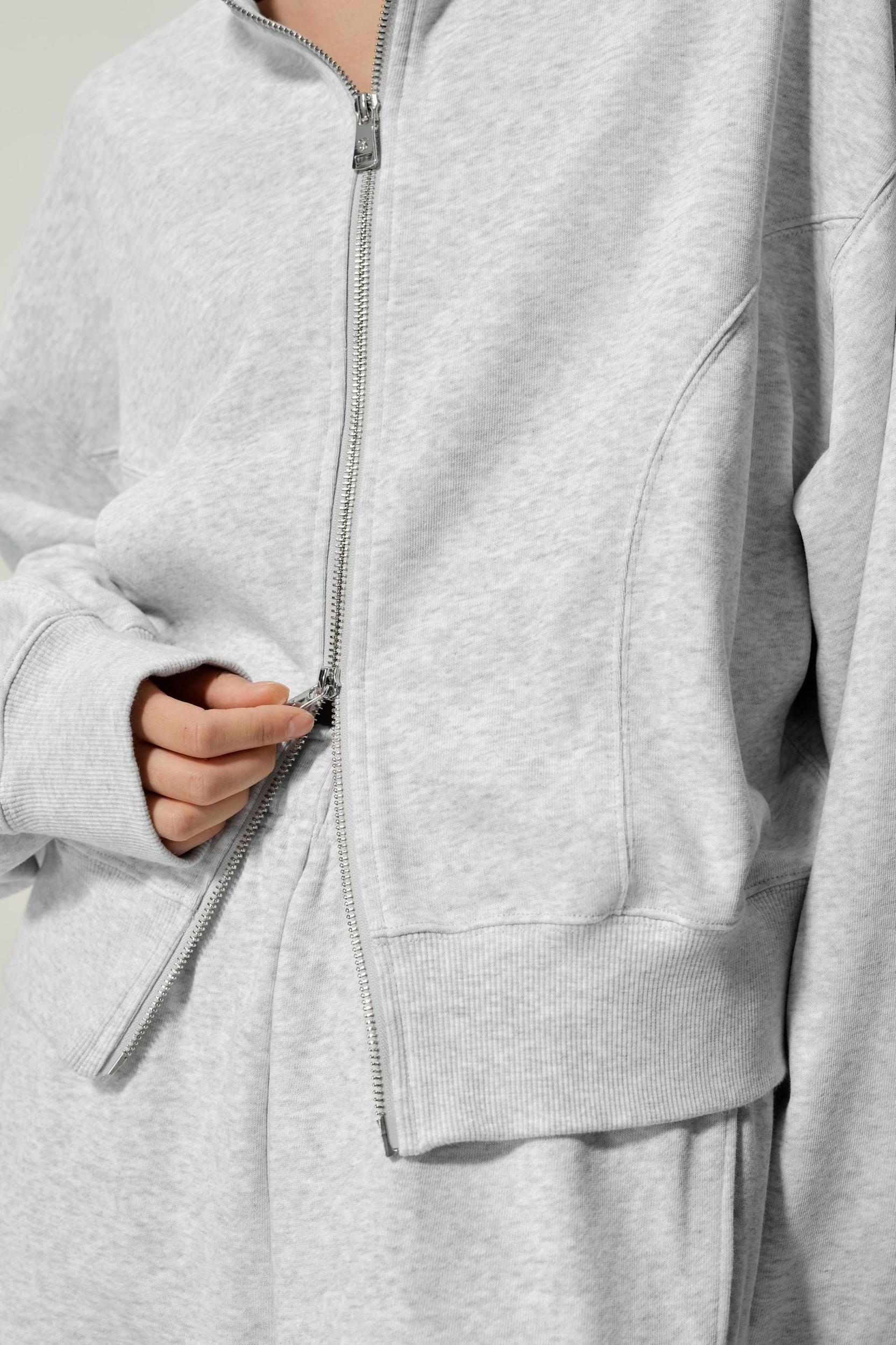 LILYSILK Women's SILKERRY Silk Blend Oversized Two-Way Zip Jacket Navy XL Product Image