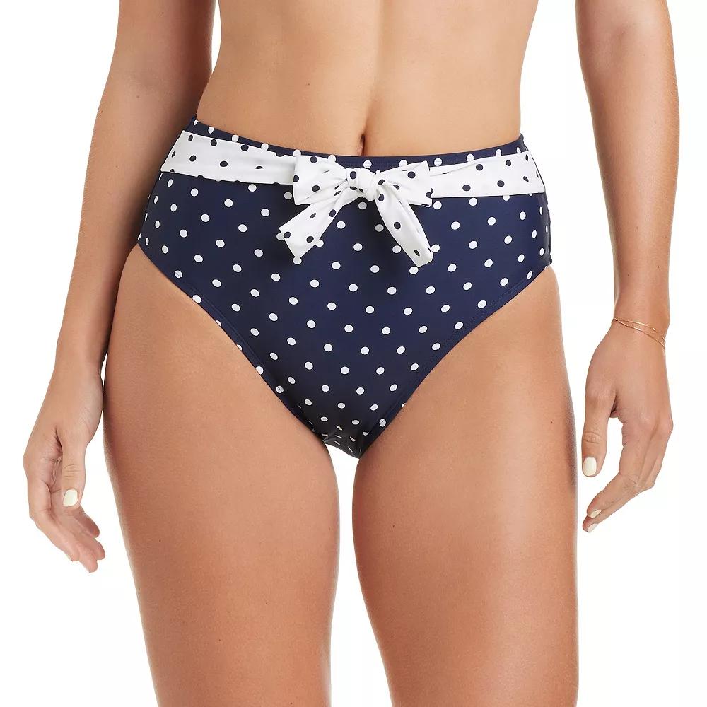 Women's Draper James Ribbon Belt High-Waist Swim Bottoms, Size: Large, Dot Product Image