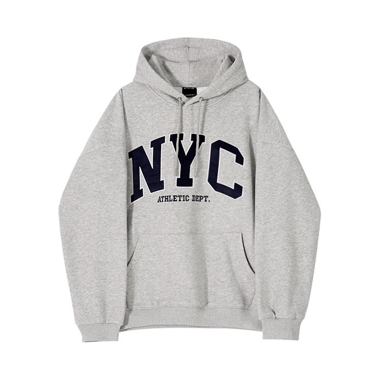 RT No. 11065 NYC EMBROIDERED LETTERED PULLOVER HOODIE Product Image