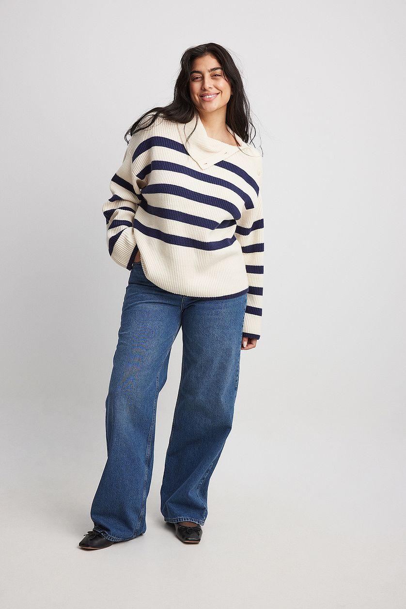 Striped Knitted Turtleneck Sweater Product Image