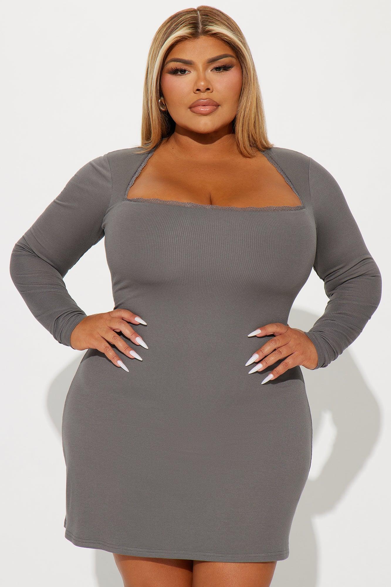 Kinsley Double Lined Mini Dress - Grey Product Image