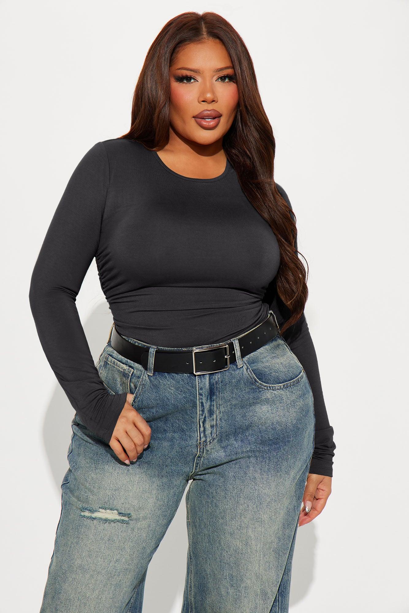 Raven Ruched Top - Charcoal Female Product Image