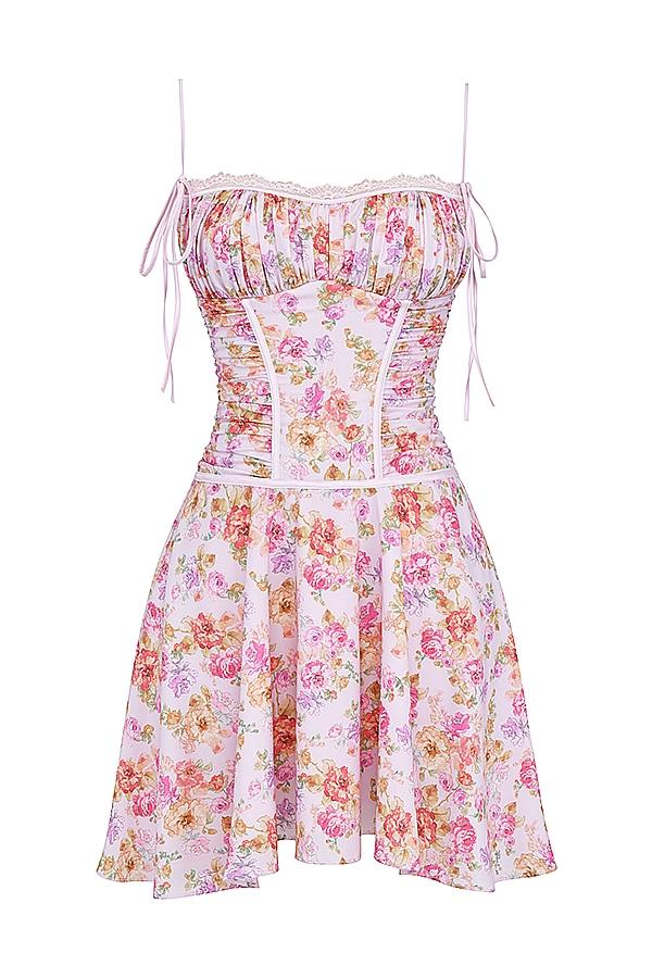 Alejandra  light lavender print corset dress Product Image