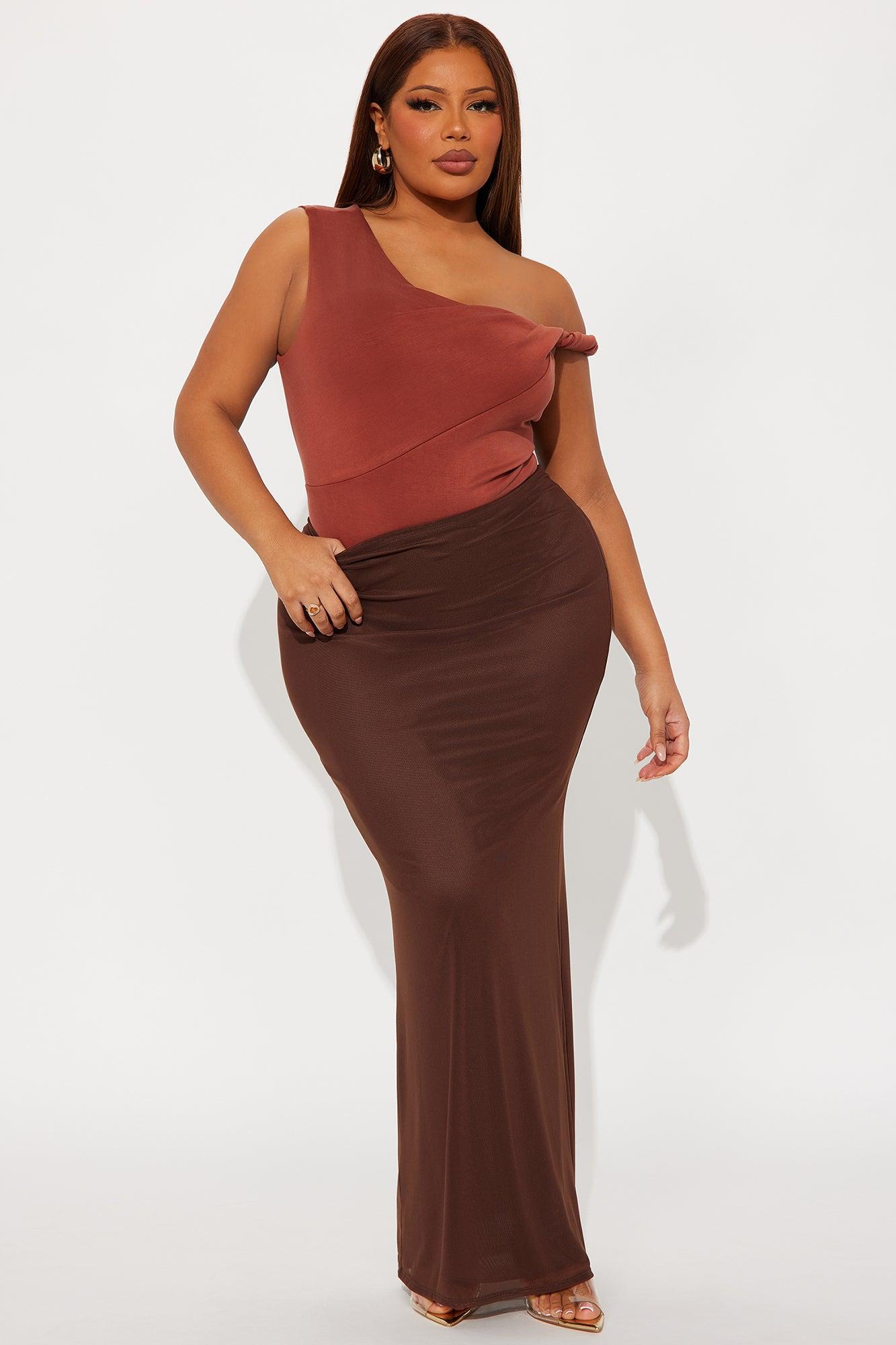 Midnight Views Twist Off Shoulder Bodysuit - Camel Female Product Image