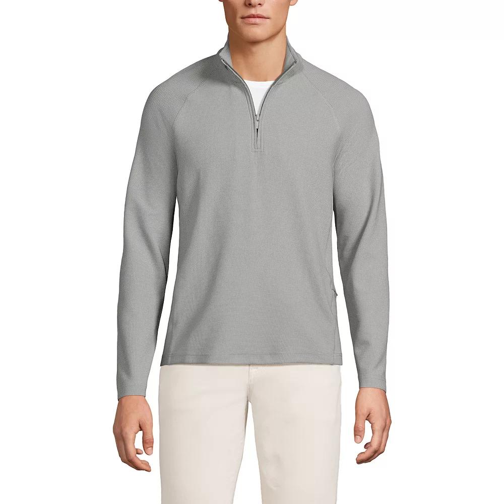 Men's Lands' End Long Sleeve Hybrid Textured Quater Zip Pullover,  Product Image