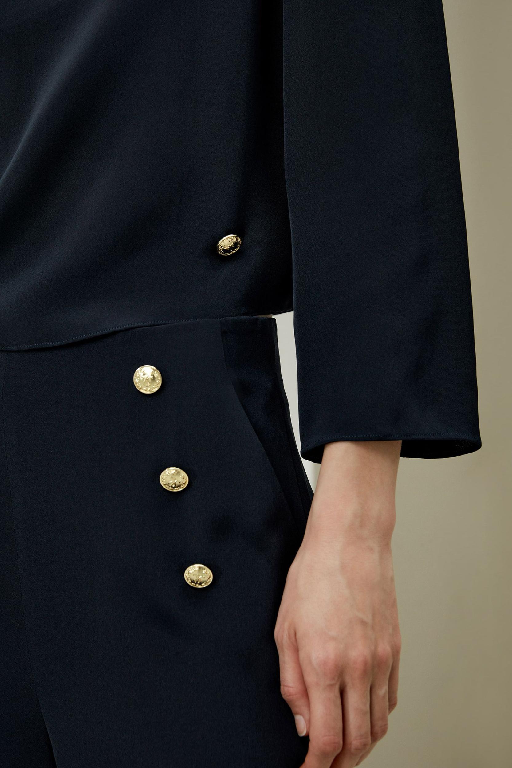 Dubrovnik 3/4 Sleeved Silk Top With Button Accents Product Image