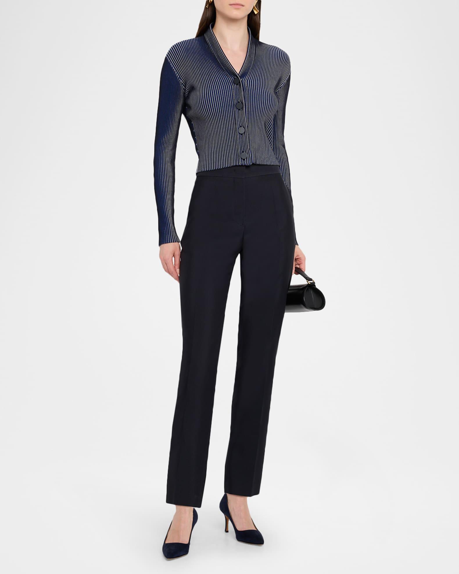 Button-Down Striped Knit Cardigan Product Image