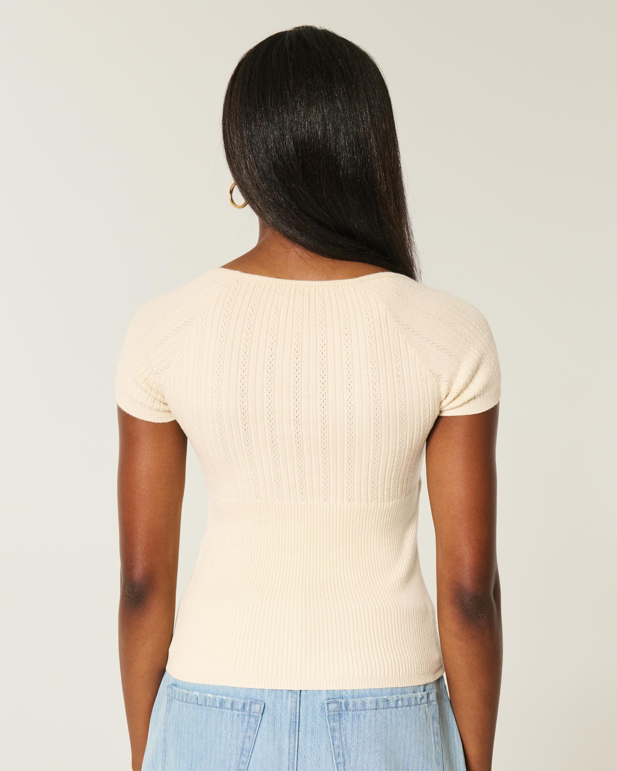 Short-Sleeve Square Neck Sweater Product Image