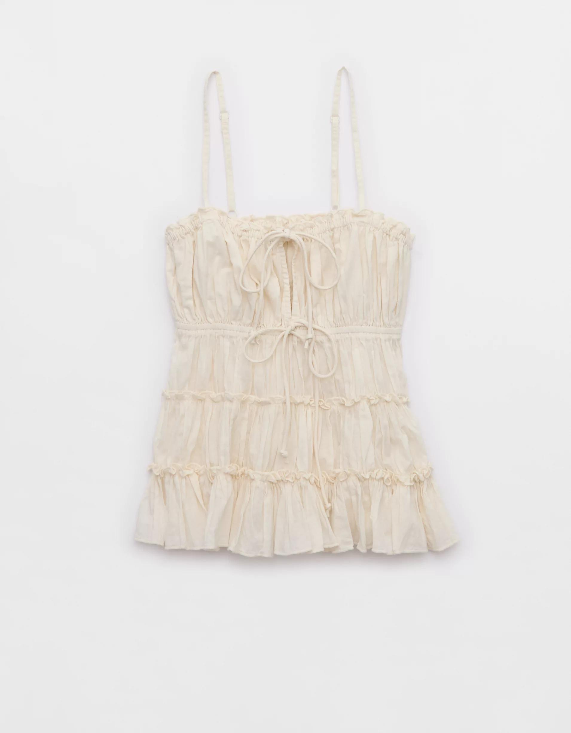 Aerie Tie Front Tiered Tank Top Women's Product Image