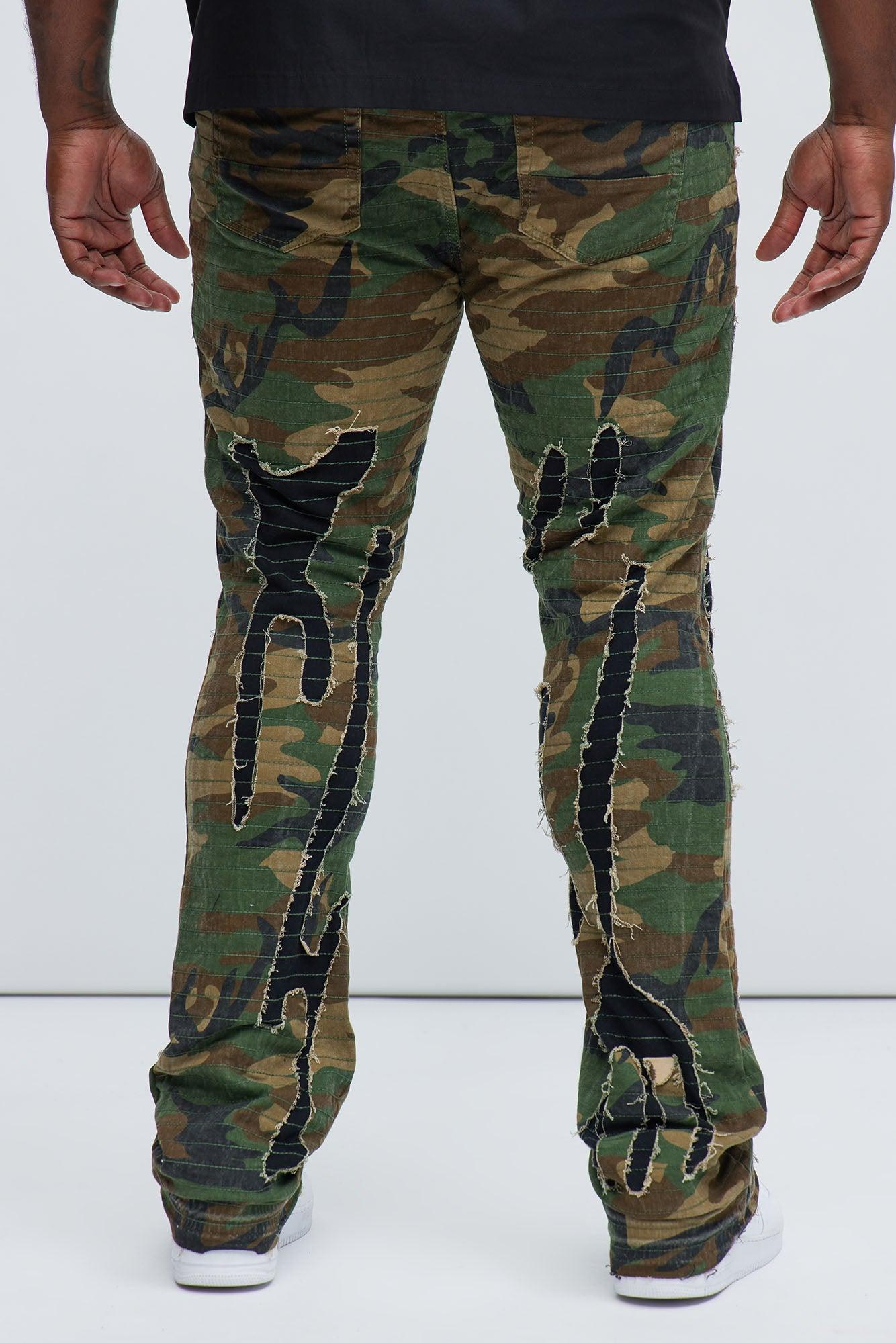 Stay Ready Stitched Slim Flare Pants - Camouflage Product Image