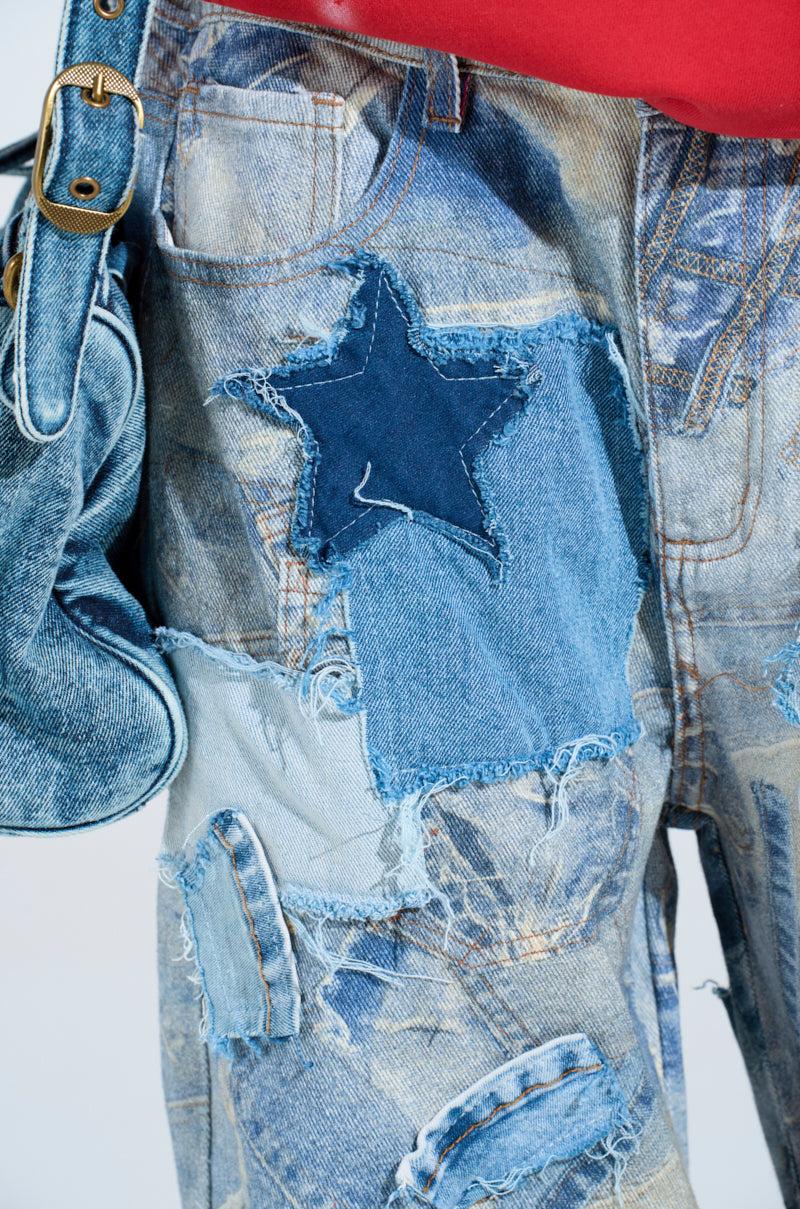 DENIM ON DENIM PATCHWORK JEANS Product Image