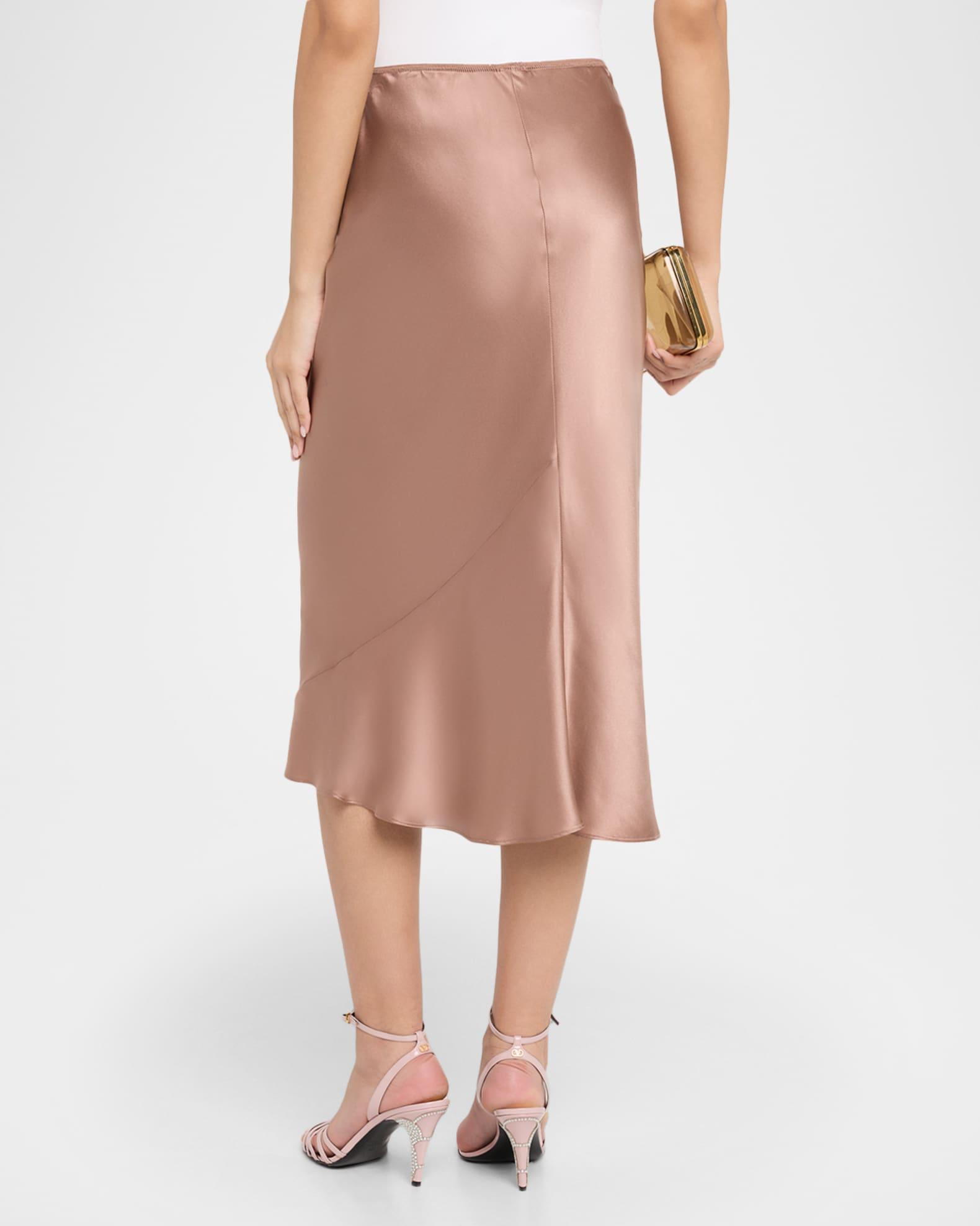 Sense Of Shine Bias-Cut Silk Satin Midi Skirt Product Image