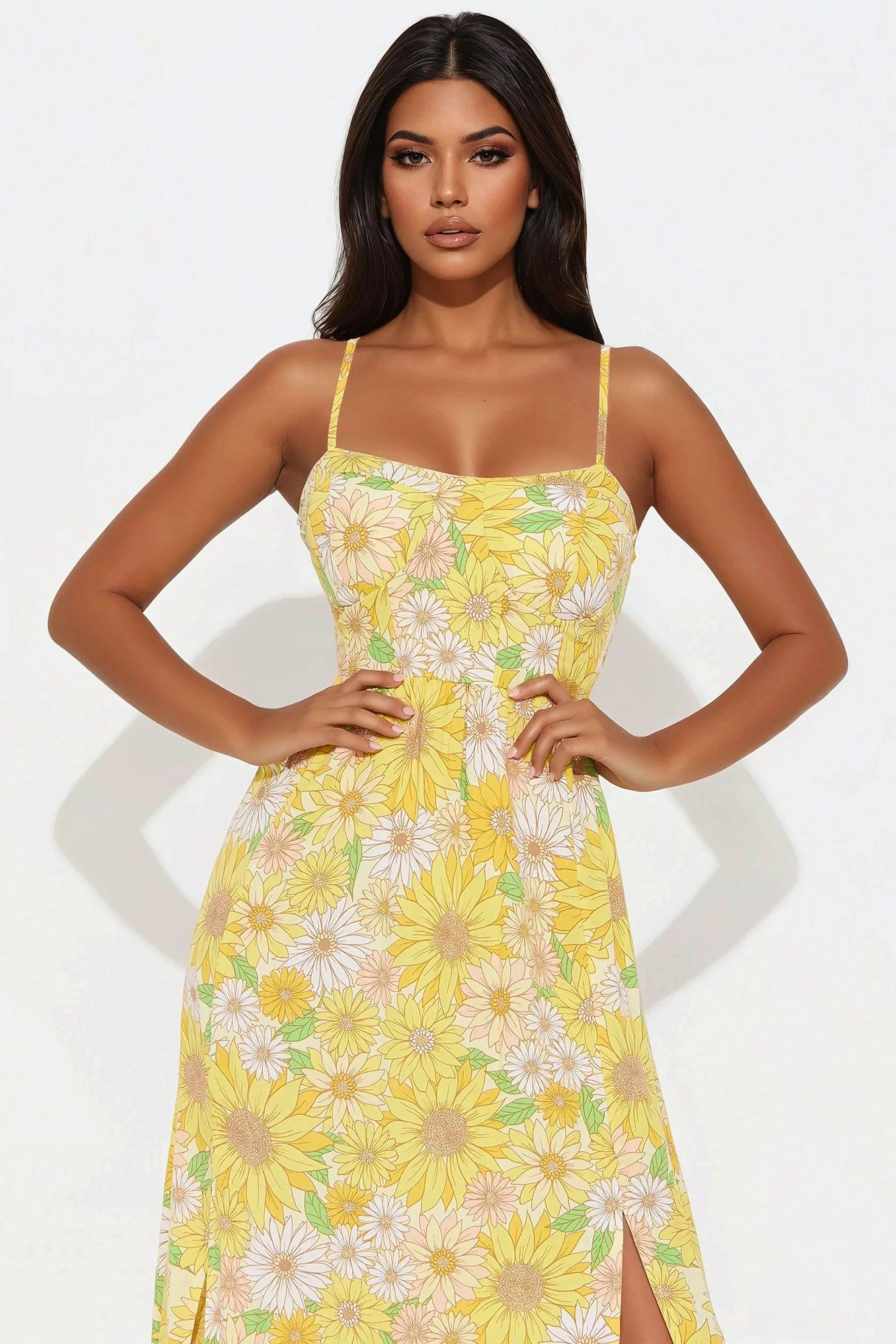 Anna Maxi Dress - Yellow/combo Product Image