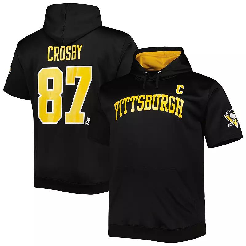 Men's Fanatics Branded Sidney Crosby Black Pittsburgh Penguins Big & Tall Captain Patch Name & Number Pullover Hoodie, Size: 3XB Product Image