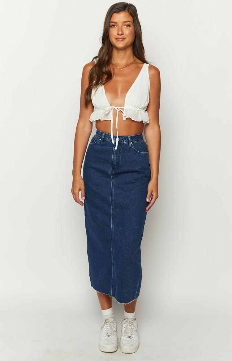 Isla Dark Denim Midi Skirt Baby Product Image