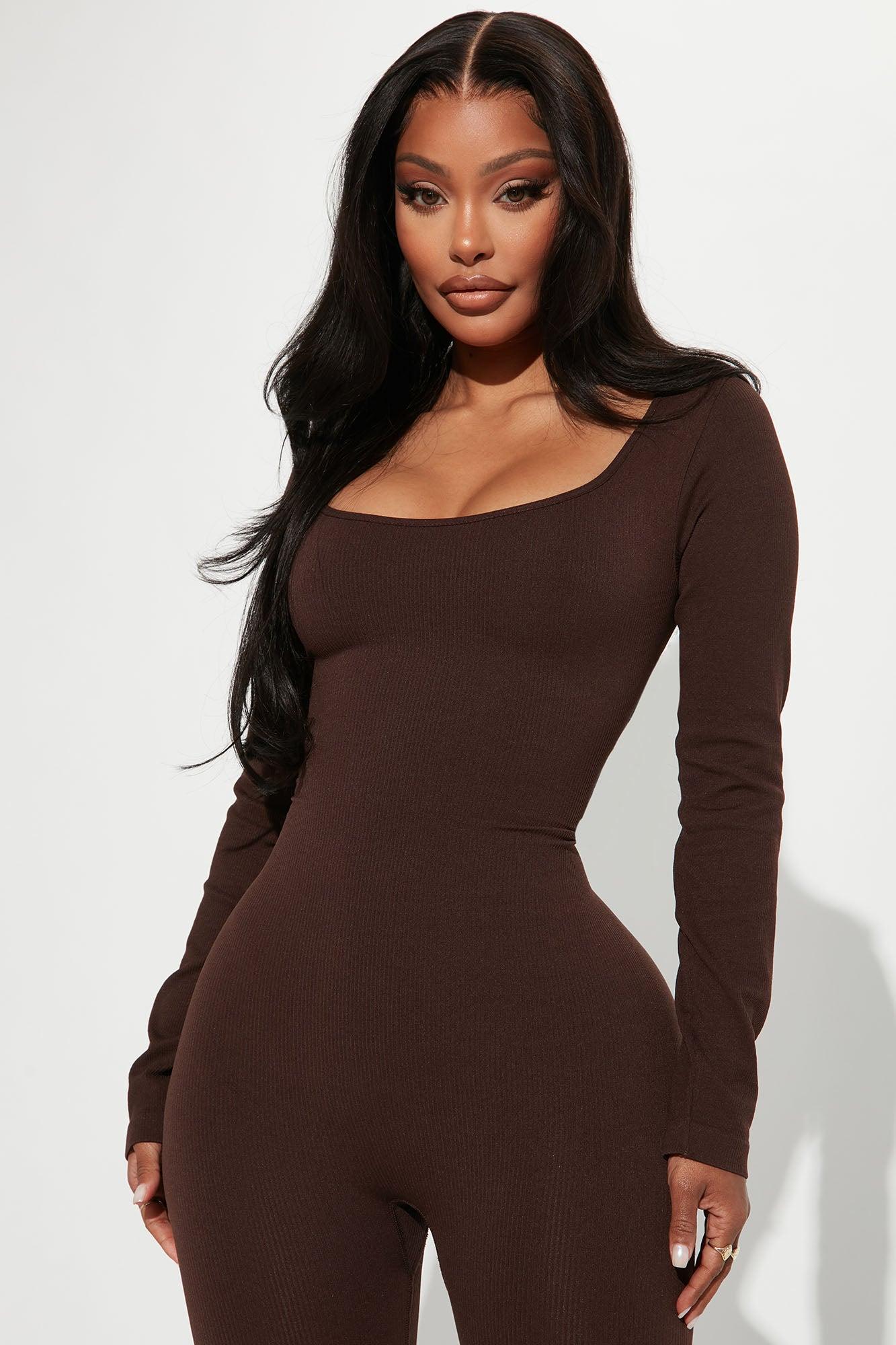 Serena Seamless Jumpsuit - Chocolate Product Image