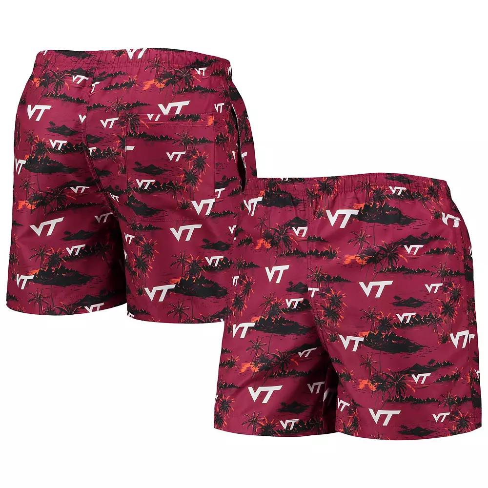 Men's FOCO Maroon Virginia Tech Hokies Island Palm Swim Trunks,  Product Image