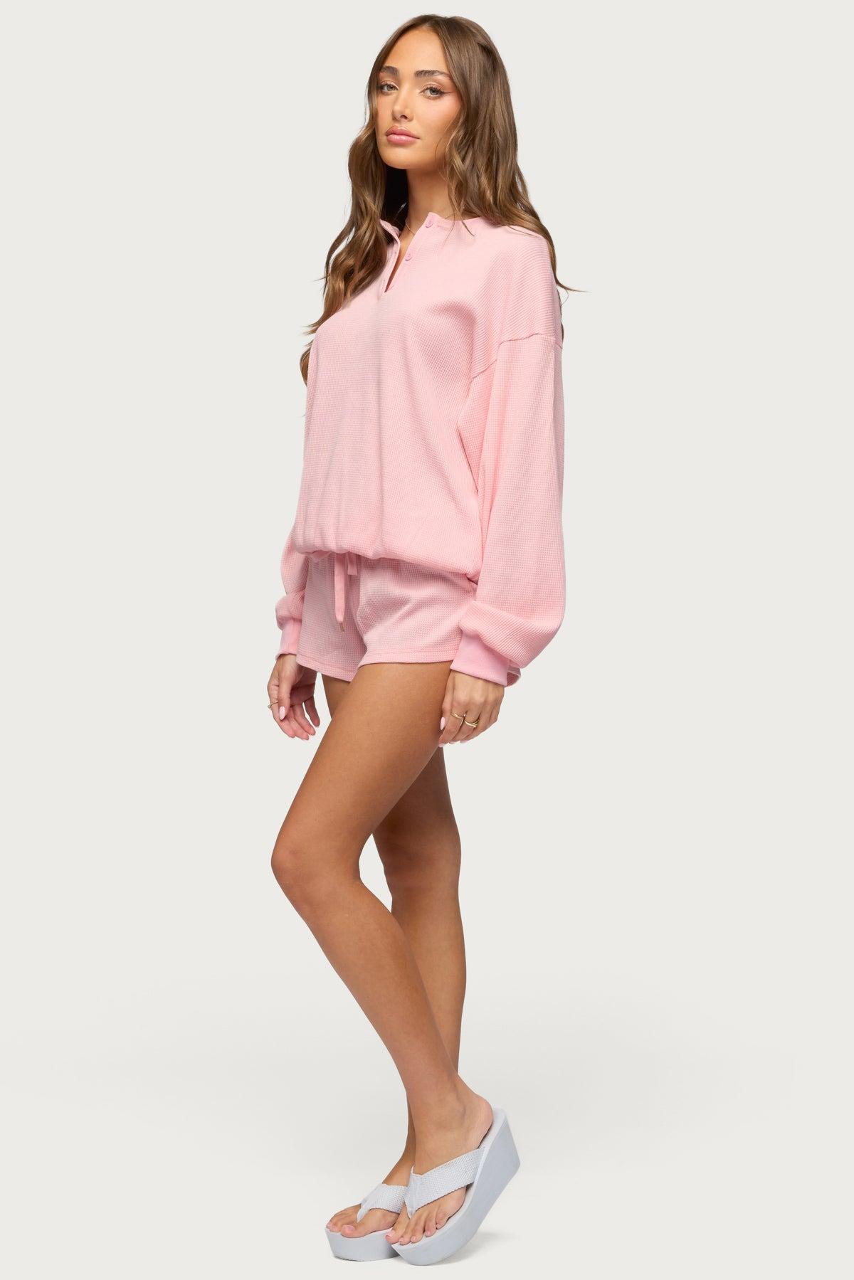Baila Waffle Henley Top Product Image