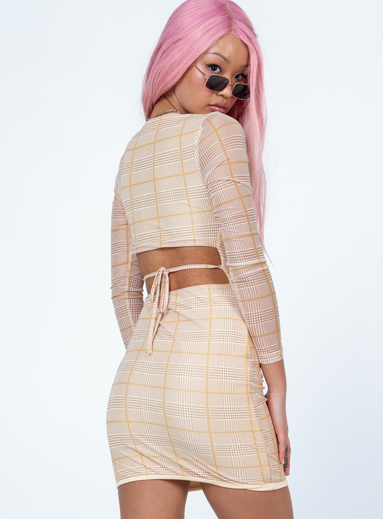 Nolan Mini Dress Beige Product Image