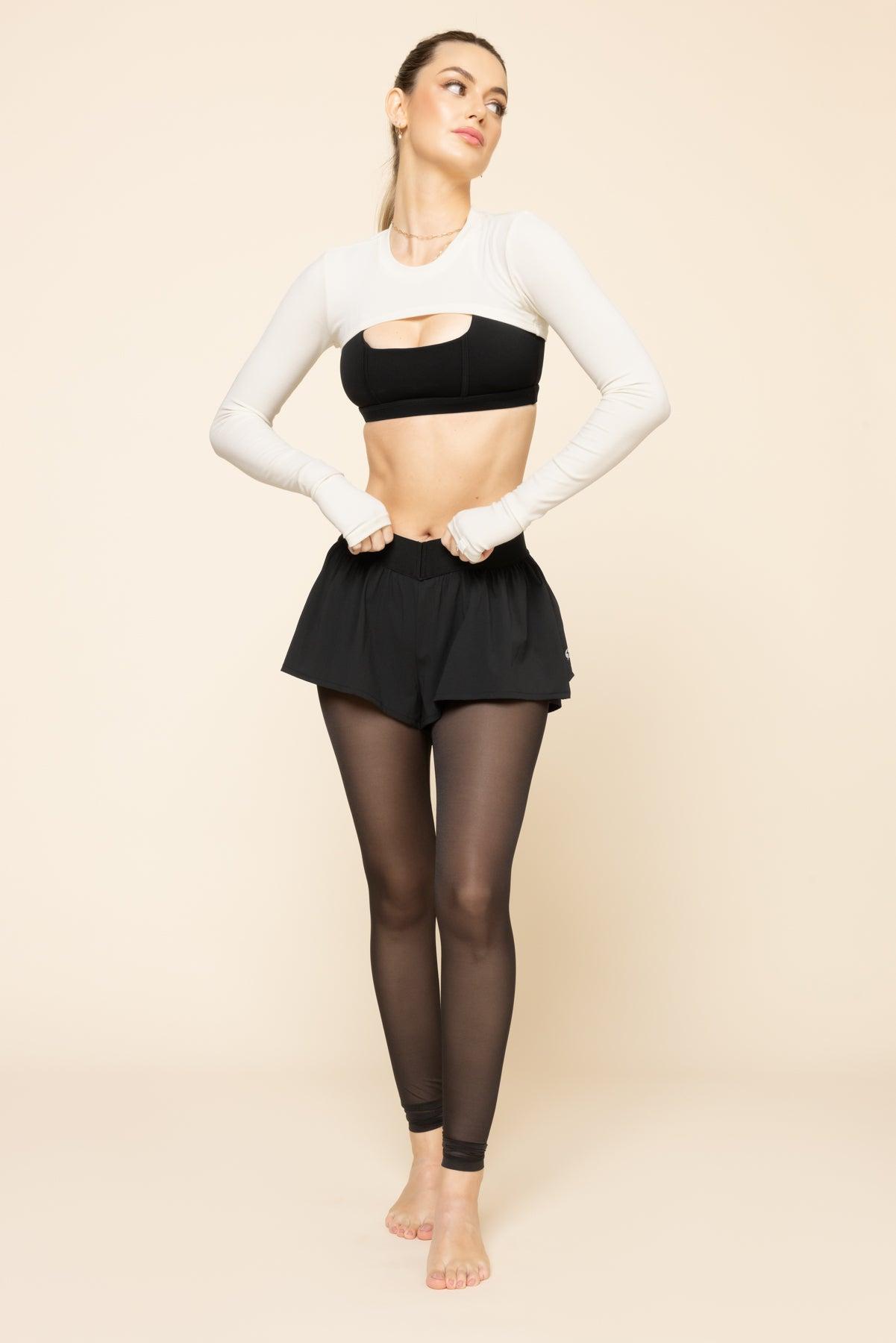 On the Run Ruffle Tights - Black Product Image