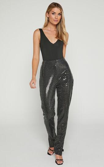 Deola Pant - Sequin High Waisted Skinny Leg in Black Product Image