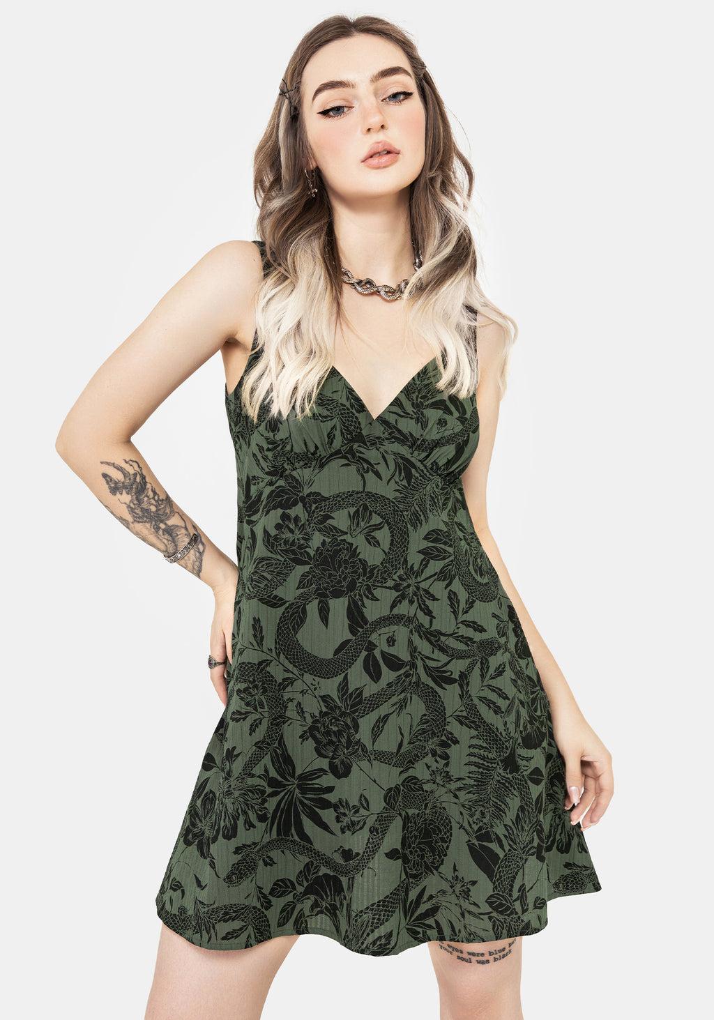 Bashe Cotton Mini Sun Dress - Green Product Image