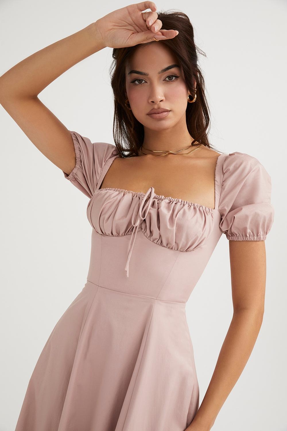 Tallulah  blush puff sleeve midi dress - sale Product Image