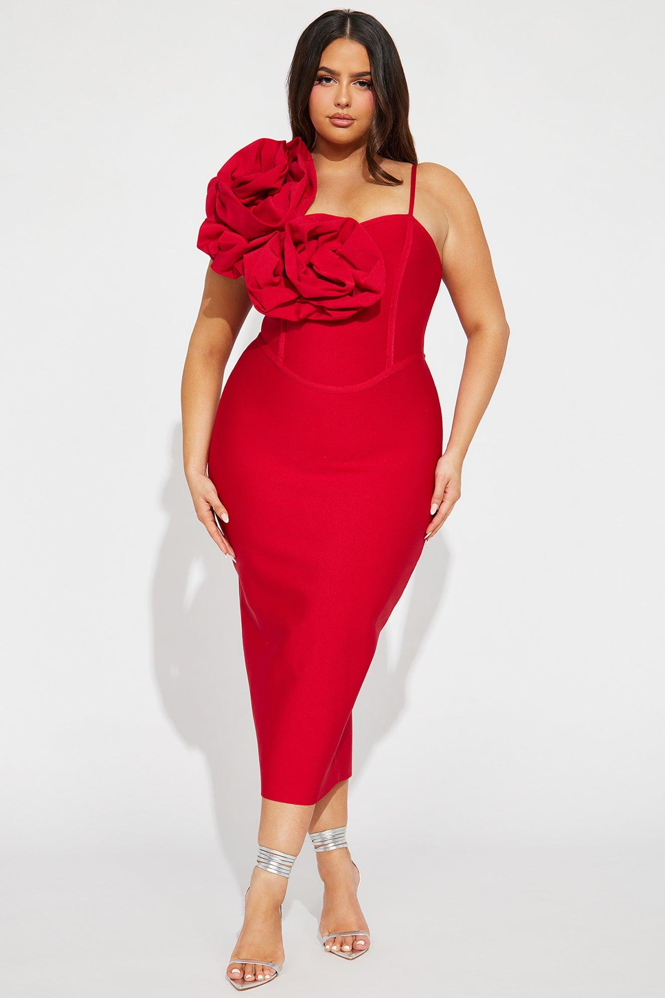 Mary Bandage Midi Dress - Red Product Image