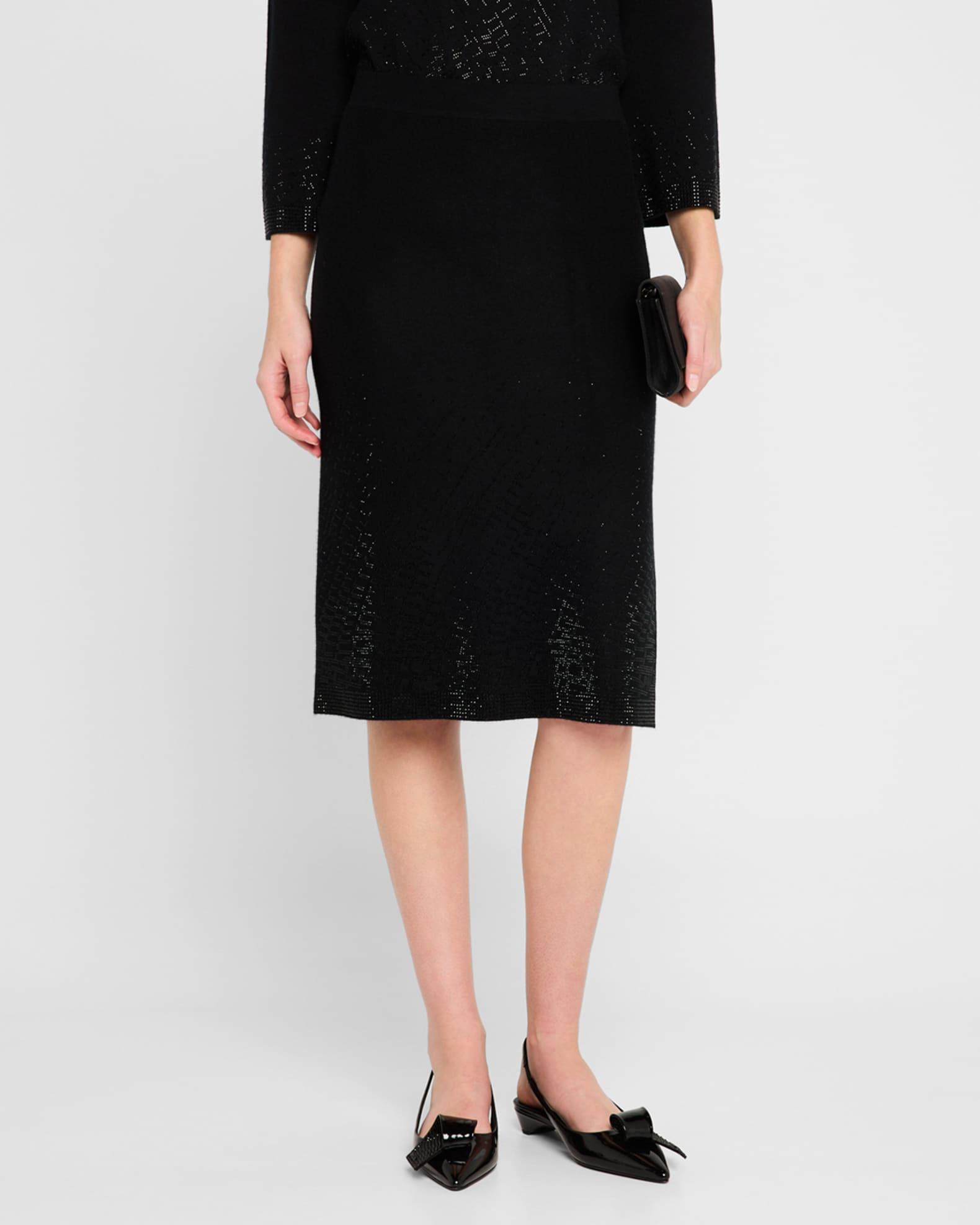 Cashmere Rhinestone-Embellished Pencil Skirt Product Image